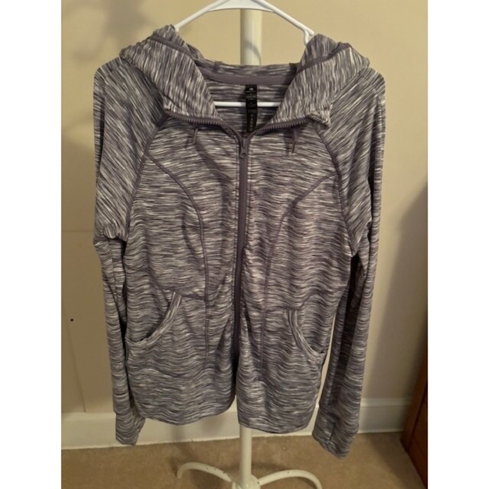 90 degrees zip up hooded gray purple size large